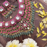 Vriksham Kundan Jadau High Neck Choker-Pastel Green Bead-J3691